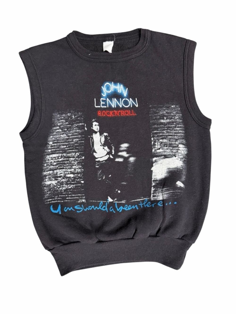Vintage John Lennon Rock n Roll Sleeveless Sweatshirt 70s/80s Size Small